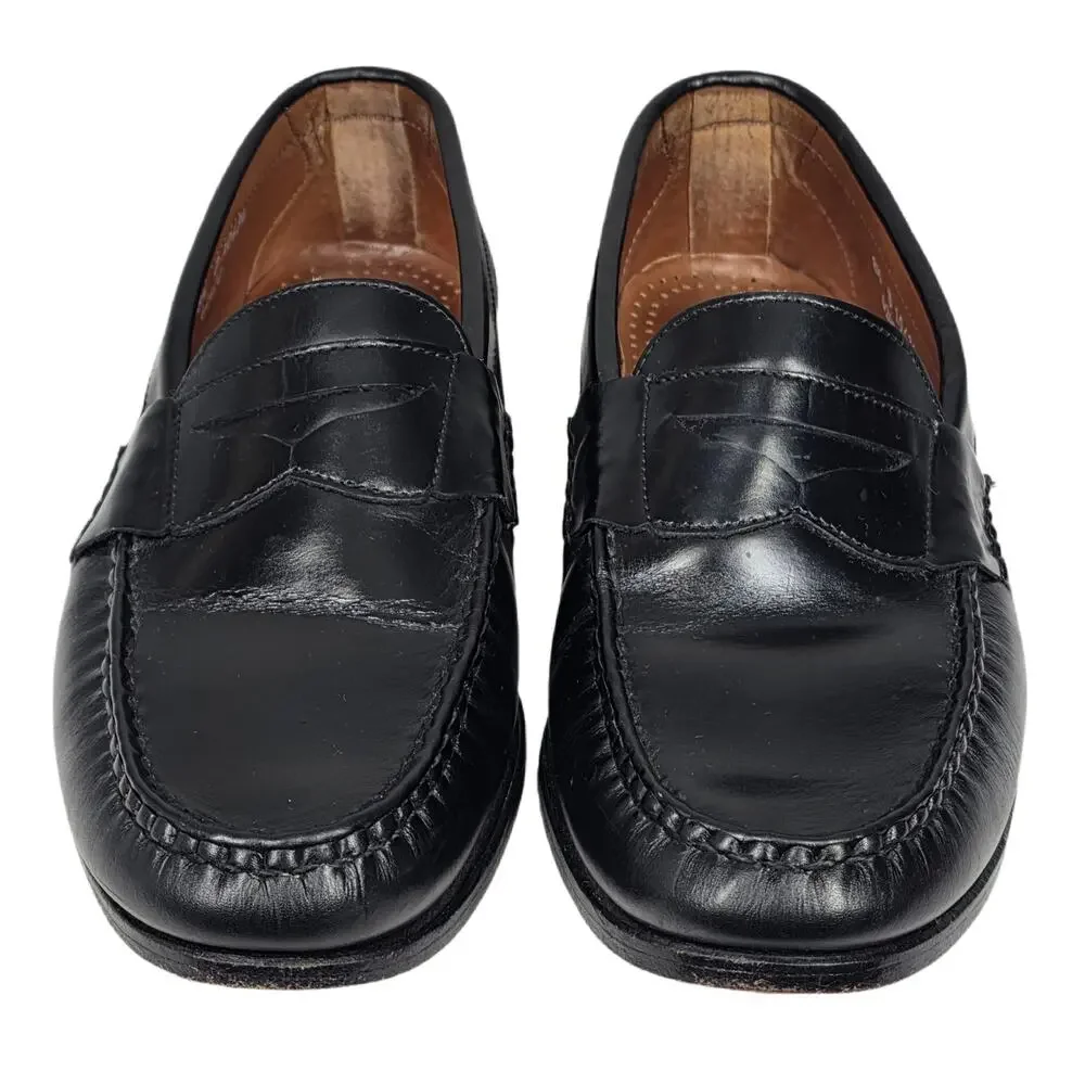 ALLEN EDMONDS WALDEN MOC-TOE BLACK LEATHER PENNY LOAFERS – MEN'S SIZE 8.5D